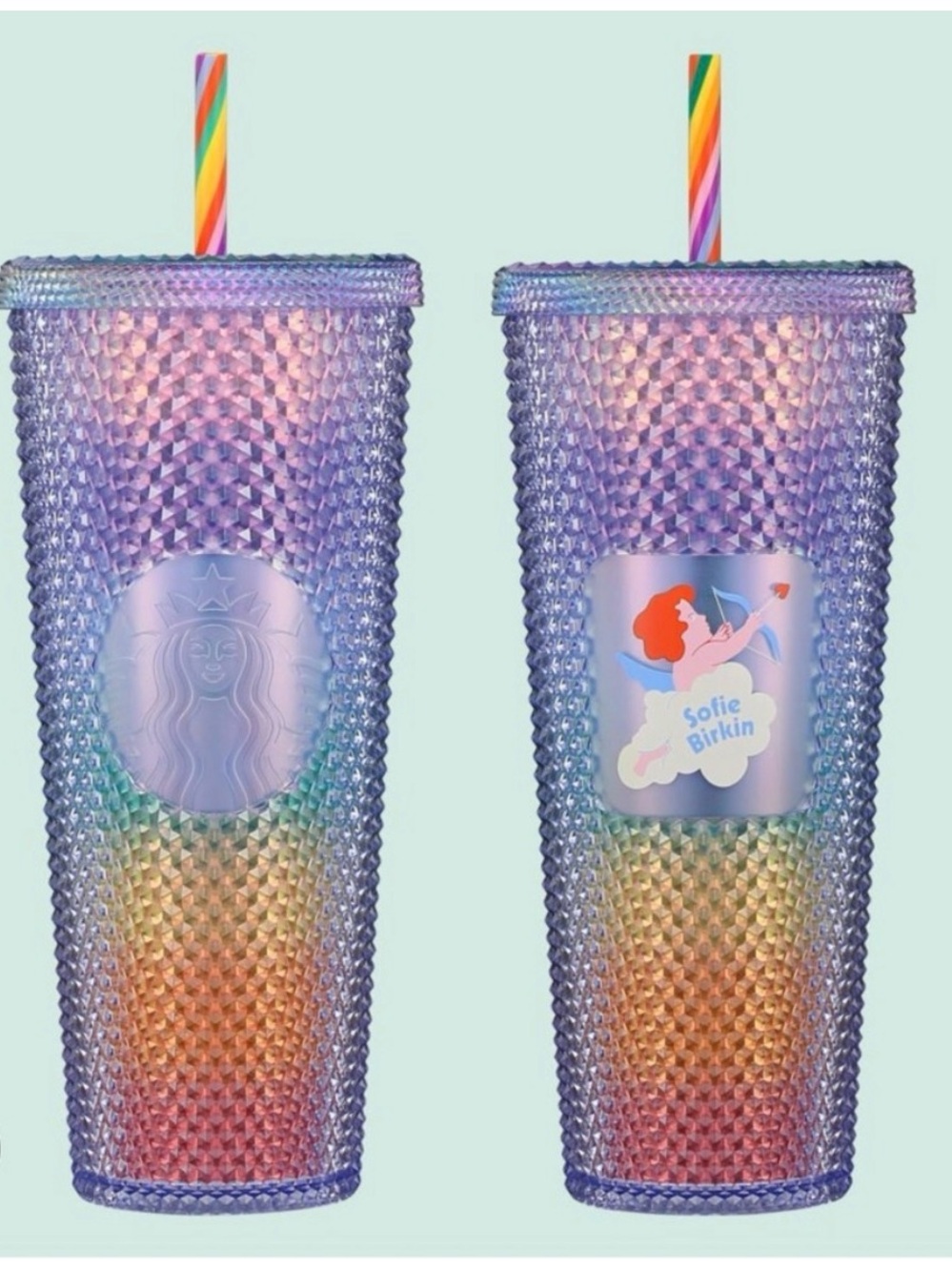 NEW 24 oz. Limited Edition Sofie Birkin + Starbucks Purple Rainbow Cold Cup